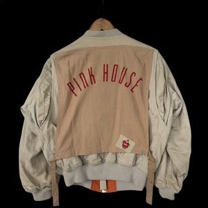 Vintage Pink House Patchwork MA-1 varsity jacket